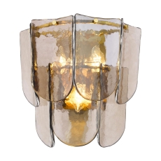 Dar Anielle 3 Light Wall Light Natural Brass & Tea Glass