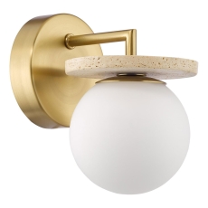 Dar Inaya Wall Light Natural Brass and Travertine