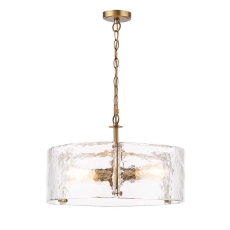 Dar Ravis 3 Light Pendant Antique Bronze & Textured Glass