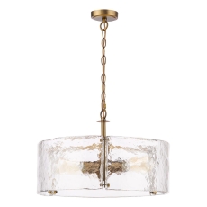 Dar Ravis 3 Light Pendant Antique Bronze & Textured Glass