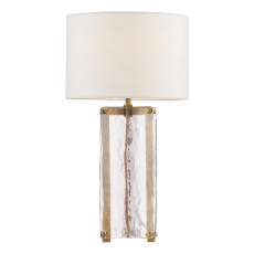 Dar Ravis Table Lamp Antique Bronze and Textured Glass With Shade