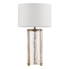Dar Ravis Table Lamp Antique Bronze and Textured Glass With Shade