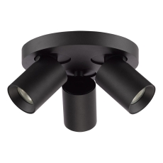 Dar Hiro 3 Light Plate Spotlight Matt Black
