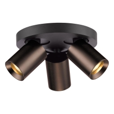 Dar Hiro 3 Light Plate Spotlight Satin Bronze and Matt Black