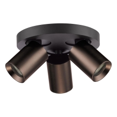 Dar Hiro 3 Light Plate Spotlight Satin Bronze and Matt Black