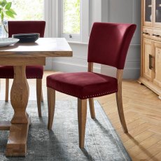Rustic Upholstered Dining Chair Crimson