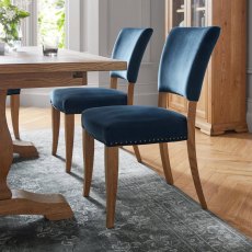 Rustic Upholstered Dining Chair Blue