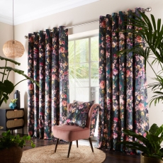 Meadow Eyelet Headed Curtains Noir