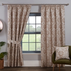 Tegola Pencil Headed Curtains Lined Latte