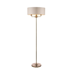 Laura Ashley Sorrento 3lt Floor Lamp Antique Brass With Ivory Shade