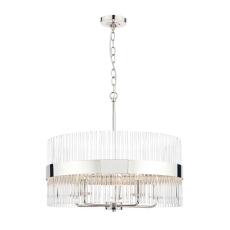 Laura Ashley Alexa 5lt Pendant Polished Nickel & Glass