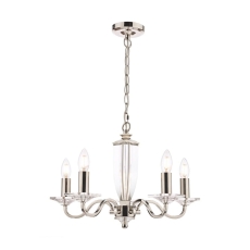 Laura Ashley Carson Cut Glass & Polished Nickel 5 Light Chandelier