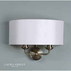 Laura Ashley Sorrento Antique Brass 2 Light Wall Light with Ivory Shade