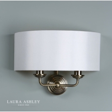 Laura Ashley Sorrento Antique Brass 2 Light Wall Light with Ivory Shade