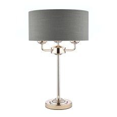Laura Ashley Sorrento 3lt Table Lamp Polished Nickel With Charcoal Shade