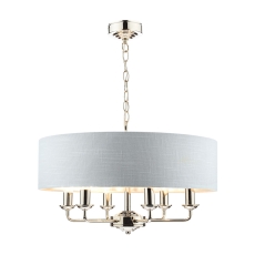 Laura Ashley Sorrento 6lt Pendant Polished Nickel With Silver Shade