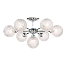 Laura Ashley Atherton 7 Light Semi Flush Pendant Polished Chrome & Glass