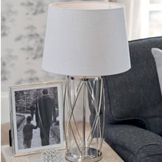 Laura Ashley Beckworth Large Table Lamp Polished Nickel & 40cm Silver Shade