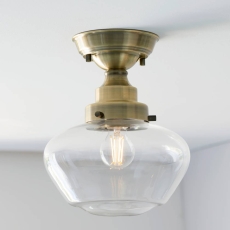 Sibton Timeless Antique Brass Semi Flush With Clear Glass