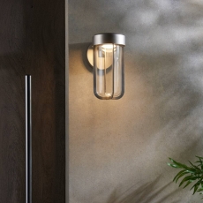 Brushed Silver & Clear Glass LED Wall Light