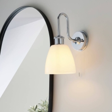 Chrome Plate & Gloss Opal Glass Wall Light