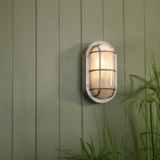 David Hunt Admiral Large Oval Bulkhead Outdoor Wall Light Nickel