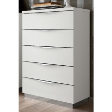 Havana 5 Drawer Tallboy White Gloss