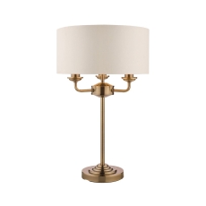 Laura Ashley Sorrento Antique Brass 3 Light Table Lamp with Ivory Shade