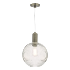 Dar Nikolas Ribbed Round Pendant Nickel