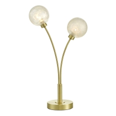 Avari 2 Light Table Lamp Satin Brass & Frosted Glass