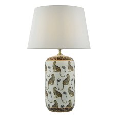 Tigris White Leopard Motif Ceramic Table Lamp With Shade