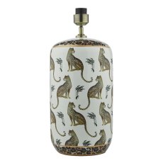 Tigris White Leopard Motif Ceramic Table Lamp With Shade