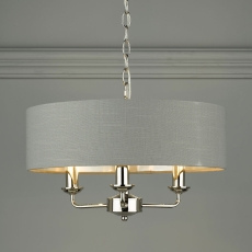 Laura Ashley Sorrento 3lt Pendant Polished Nickel Woth Charcoal Shade