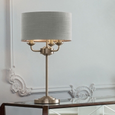 Laura Ashley Sorrento 3lt Table Lamp Polished Nickel With Silver Shade