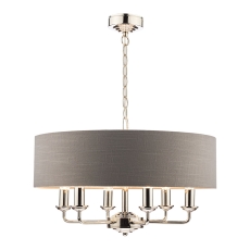 Laura Ashley Sorrento 6lt Pendant Polished Nickel With Charcoal Grey Shade