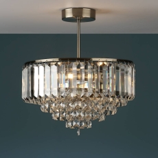 Laura Ashley Vienna Crystal & Antique Brass 3 Light Semi Flush Ceiling Light