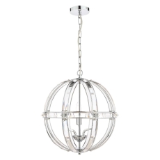 Laura Ashley Aidan Glass & Polished Chrome 3 Light Globe Chandelier