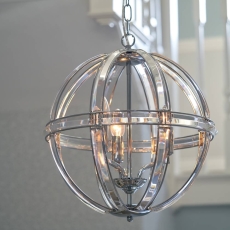 Laura Ashley Aidan Glass & Polished Chrome 3 Light Globe Chandelier