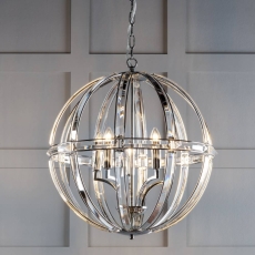 Laura Ashley Aidan Glass & Polished Chrome 5 Light Globe Chandelier
