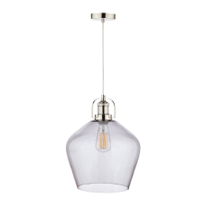 Laura Ashley Rye Polished Nickel & Smoked Glass Pendant