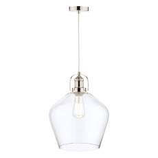 Laura Ashley Rye Polished Nickel & Clear Glass Pendant