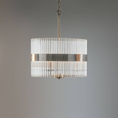 Laura Ashley Alexa 3lt Pendant Polished Nickel & Glass