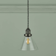 Laura Ashley Isaac Pendant Industrial Nickel Glass