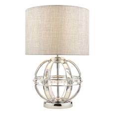 Laura Ashley Aidan Glass & Polished Chrome Globe Table Lamp With Grey Shade