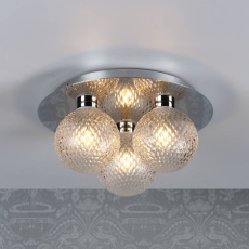 Laura Ashley Prague 3lt Flush Light Polished Chrome Glass IP44