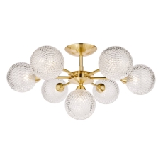 Laura Ashley Atherton 7lt Semi Flush Satin Brass Glass
