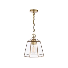 Laura Ashley Clayton Pendant Antique Brass Glass