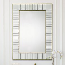 Laura Ashley Clemence Large Rectangle Gold Leaf Mirror 120 x 88cm