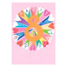 Age 8 Happy Birthday - Girl Birthday Greeting Card