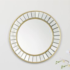 Laura Ashley Clemence Small Round Gold Leaf Mirror 50cm